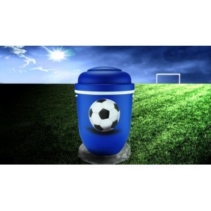 Biodegradable Cremation Ashes Funeral Urn / Casket - BLUE & WHITE (FOOTBALL)